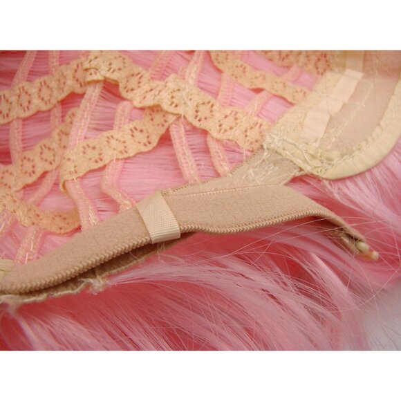G&T Pink Wig Sweeping Bangs Natural Wave Curly Full Wig 12" Lace Mesh Cap Cospla - Picture 9 of 13